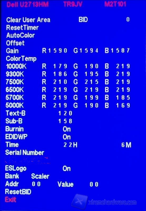 Dell U2713HM menù service